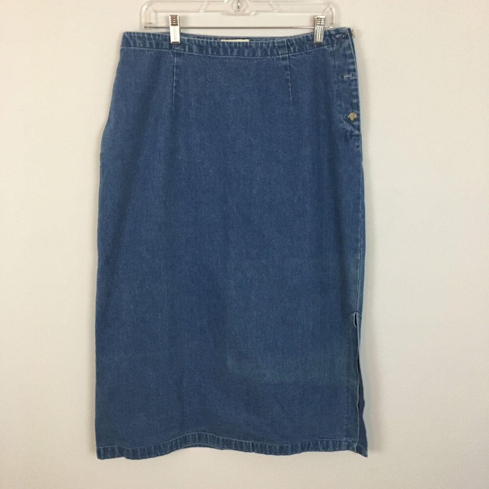 Vintage Eddie Bauer Heritage Denim Midi Skirt NWT 14P Classic Western Straight